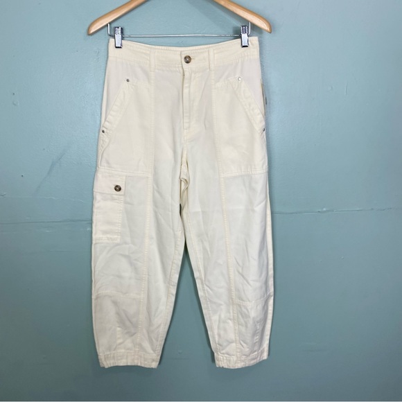Anthropologie The Carson Utility Barrel Pants Creme‎ Cream Size 4 - Picture 2 of 6